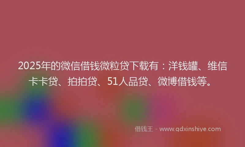 2025年的微信借钱微粒贷下载有：洋钱罐、维信卡卡贷、拍拍贷、51人品贷、微博借钱等。