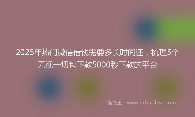 2025年热门微信借钱需要多长时间还，梳理5个无视一切包下款5000秒下款的平台