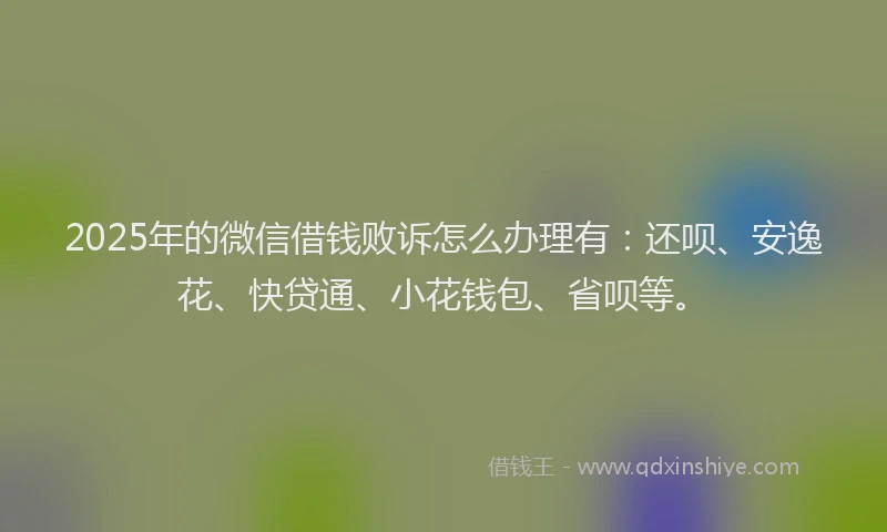 2025年的微信借钱败诉怎么办理有：还呗、安逸花、快贷通、小花钱包、省呗等。