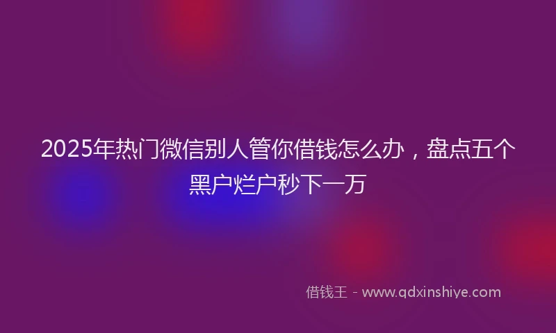 2025年热门微信别人管你借钱怎么办，盘点五个黑户烂户秒下一万