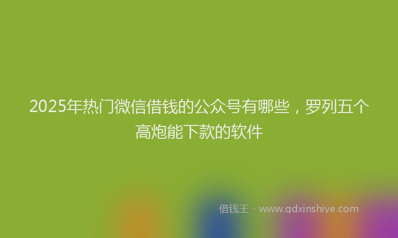 2025年热门微信借钱的公众号有哪些，罗列五个高炮能下款的软件