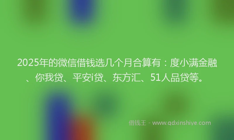 2025年的微信借钱选几个月合算有：度小满金融、你我贷、平安i贷、东方汇、51人品贷等。