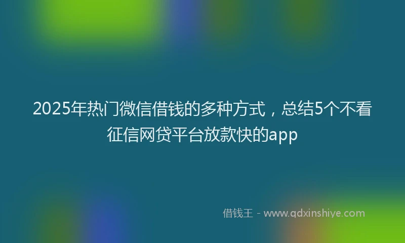 2025年热门微信借钱的多种方式，总结5个不看征信网贷平台放款快的app