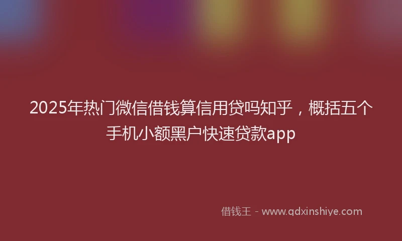2025年热门微信借钱算信用贷吗知乎，概括五个手机小额黑户快速贷款app