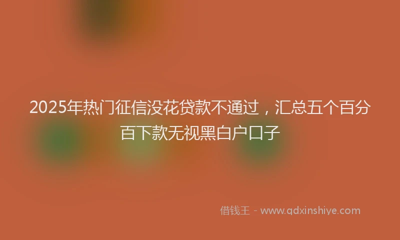 2025年热门征信没花贷款不通过，汇总五个百分百下款无视黑白户口子
