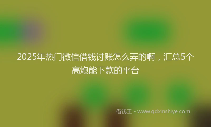 2025年热门微信借钱讨账怎么弄的啊，汇总5个高炮能下款的平台