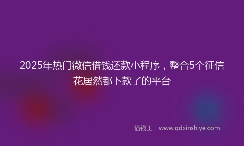 2025年热门微信借钱还款小程序，整合5个征信花居然都下款了的平台