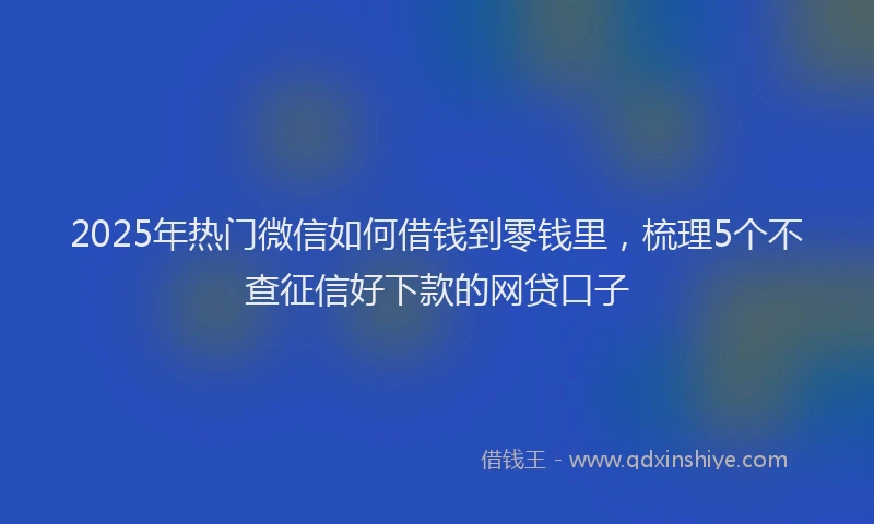 2025年热门微信如何借钱到零钱里，梳理5个不查征信好下款的网贷口子