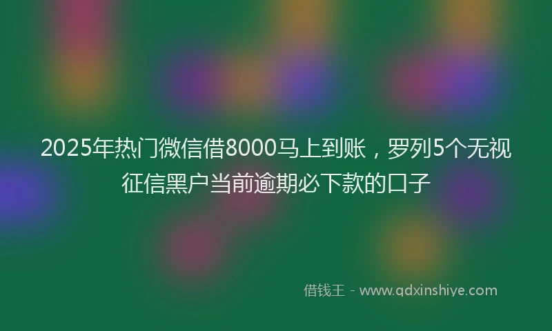2025年热门微信借8000马上到账，罗列5个无视征信黑户当前逾期必下款的口子
