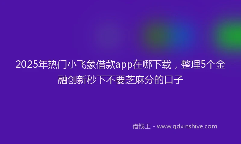 2025年热门小飞象借款app在哪下载，整理5个金融创新秒下不要芝麻分的口子