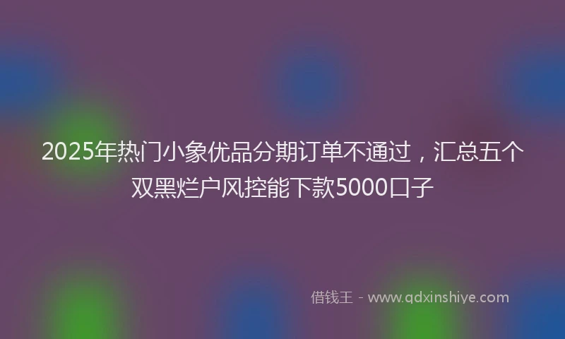 2025年热门小象优品分期订单不通过，汇总五个双黑烂户风控能下款5000口子