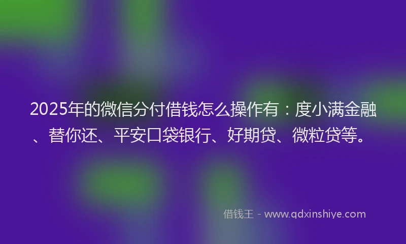 2025年的微信分付借钱怎么操作有：度小满金融、替你还、平安口袋银行、好期贷、微粒贷等。