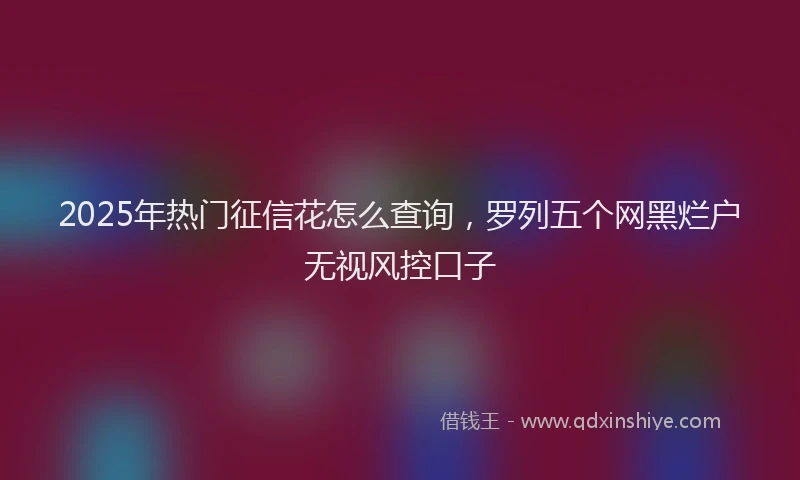 2025年热门征信花怎么查询，罗列五个网黑烂户无视风控口子
