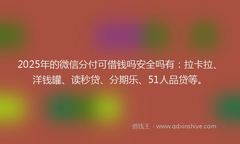 2025年的微信分付可借钱吗安全吗有：拉卡拉、洋钱罐、读秒贷、分期乐、51人品贷等。
