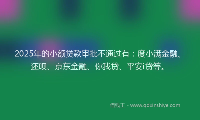 2025年的小额贷款审批不通过有：度小满金融、还呗、京东金融、你我贷、平安i贷等。