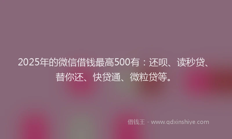 2025年的微信借钱最高500有：还呗、读秒贷、替你还、快贷通、微粒贷等。