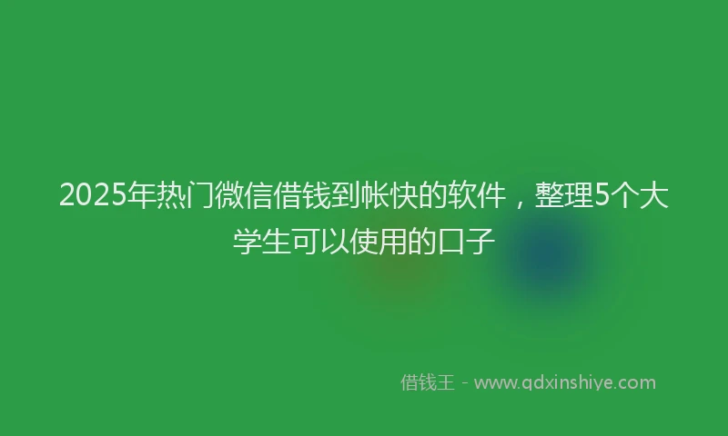2025年热门微信借钱到帐快的软件，整理5个大学生可以使用的口子