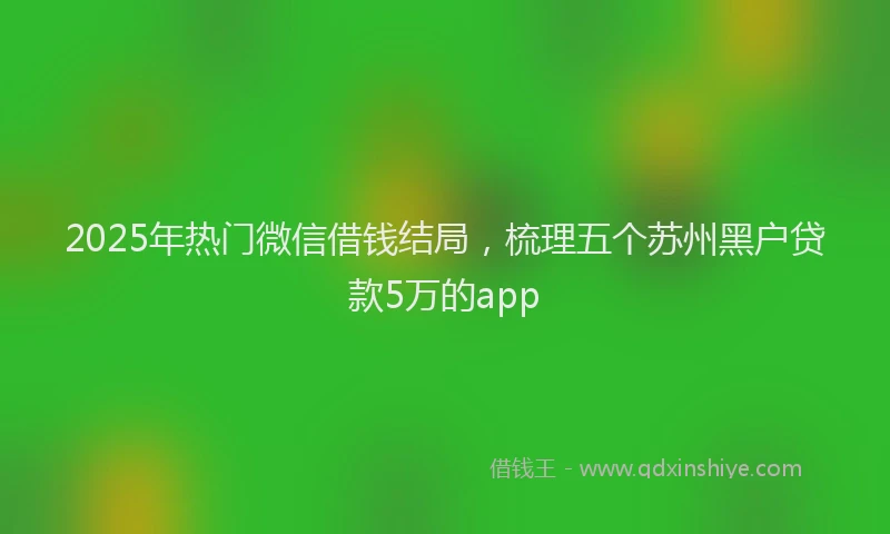 2025年热门微信借钱结局，梳理五个苏州黑户贷款5万的app
