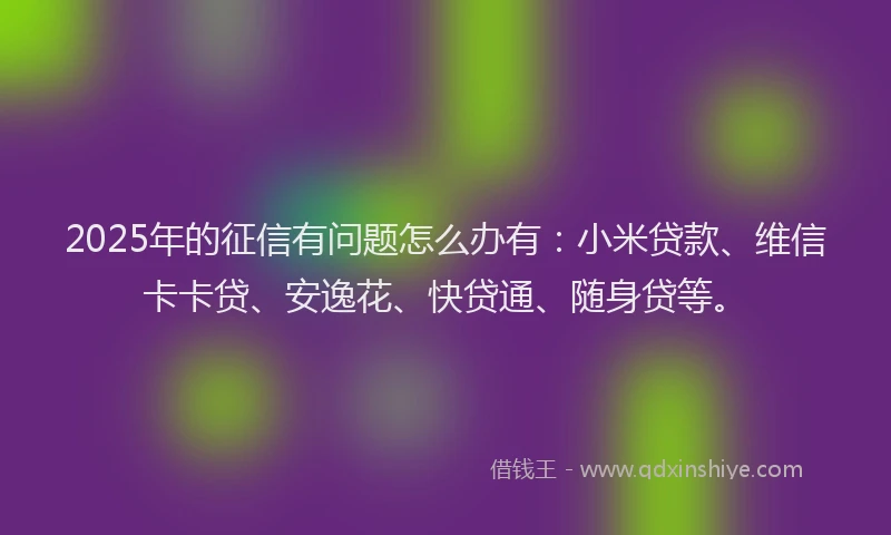 2025年的征信有问题怎么办有：小米贷款、维信卡卡贷、安逸花、快贷通、随身贷等。