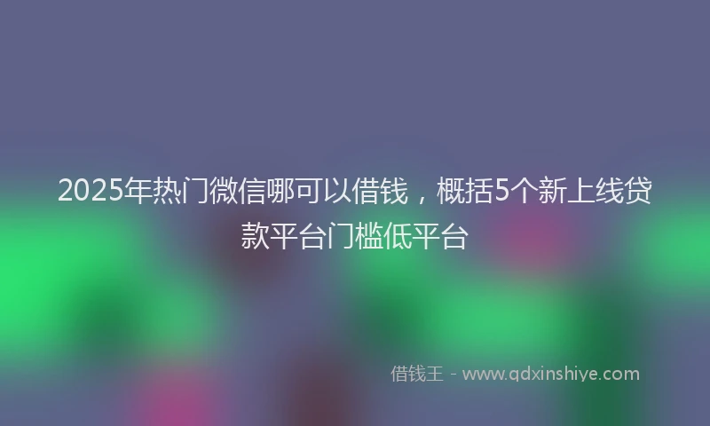 2025年热门微信哪可以借钱，概括5个新上线贷款平台门槛低平台