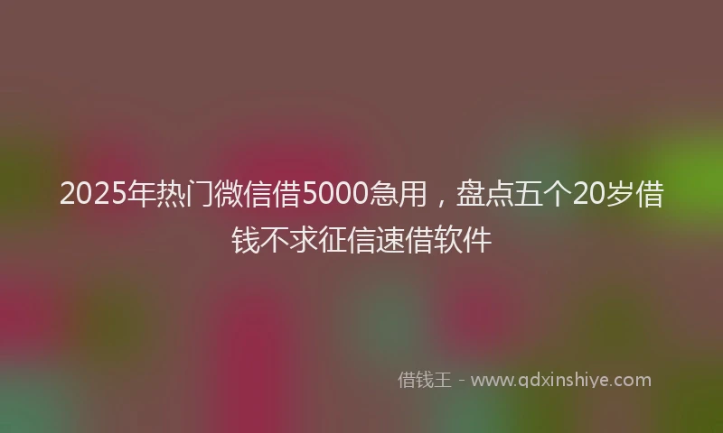 2025年热门微信借5000急用，盘点五个20岁借钱不求征信速借软件