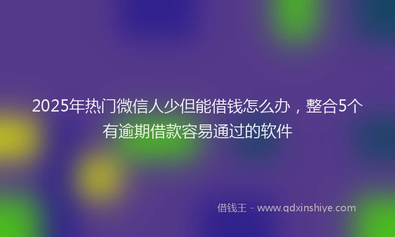 2025年热门微信人少但能借钱怎么办，整合5个有逾期借款容易通过的软件