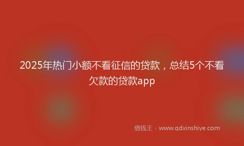 2025年热门小额不看征信的贷款，总结5个不看欠款的贷款app