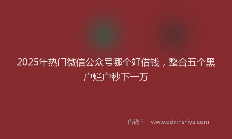 2025年热门微信公众号哪个好借钱，整合五个黑户烂户秒下一万