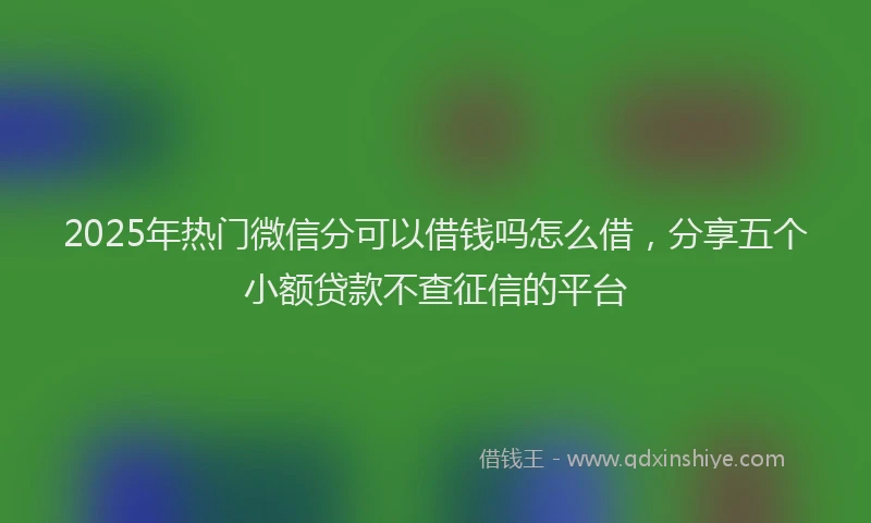 2025年热门微信分可以借钱吗怎么借，分享五个小额贷款不查征信的平台