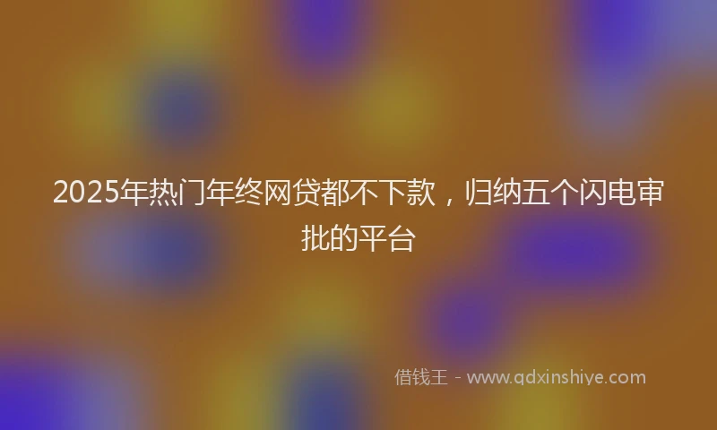 2025年热门年终网贷都不下款，归纳五个闪电审批的平台