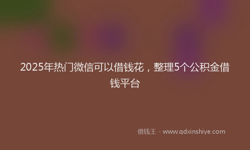 2025年热门微信可以借钱花，整理5个公积金借钱平台