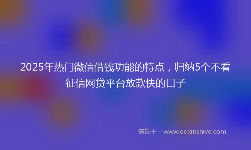 2025年热门微信借钱功能的特点，归纳5个不看征信网贷平台放款快的口子