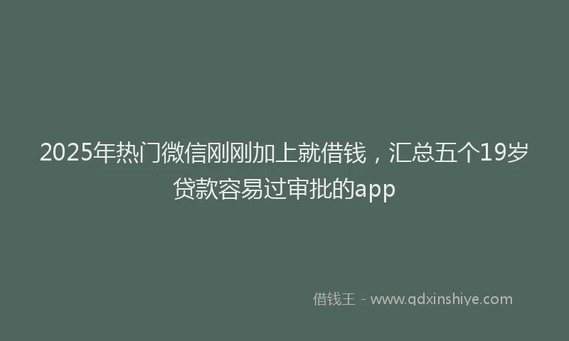 2025年热门微信刚刚加上就借钱，汇总五个19岁贷款容易过审批的app