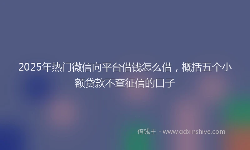 2025年热门微信向平台借钱怎么借，概括五个小额贷款不查征信的口子