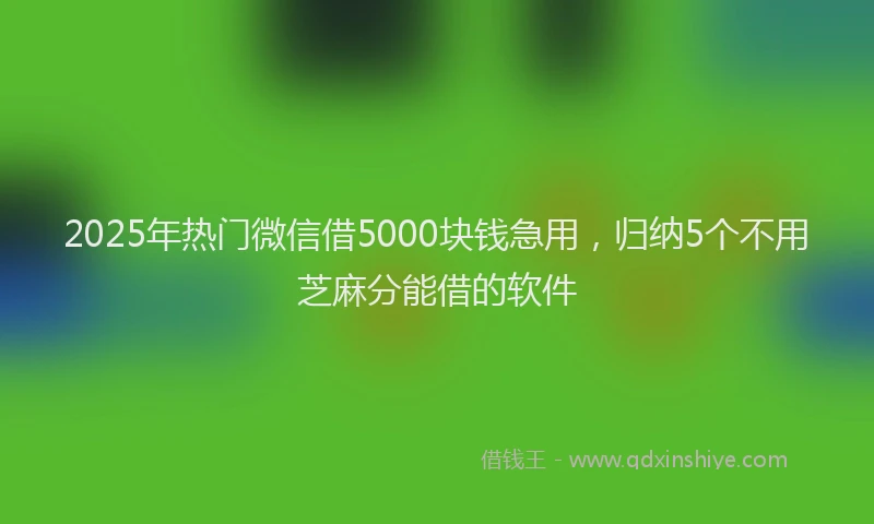 2025年热门微信借5000块钱急用，归纳5个不用芝麻分能借的软件