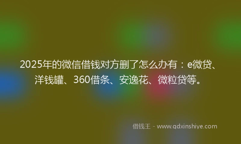 2025年的微信借钱对方删了怎么办有：e微贷、洋钱罐、360借条、安逸花、微粒贷等。