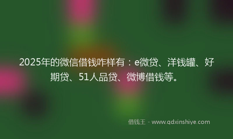 2025年的微信借钱咋样有：e微贷、洋钱罐、好期贷、51人品贷、微博借钱等。