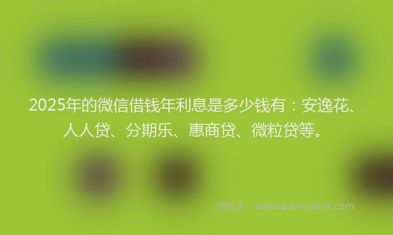 2025年的微信借钱年利息是多少钱有：安逸花、人人贷、分期乐、惠商贷、微粒贷等。