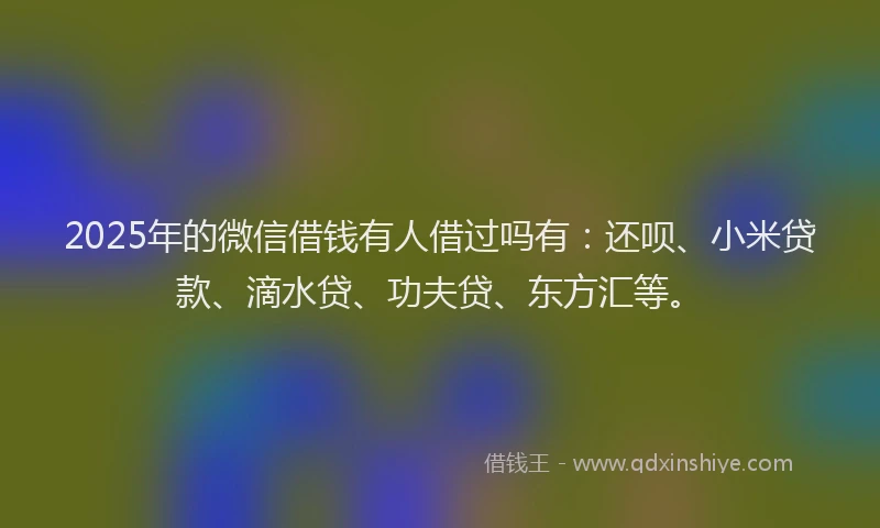 2025年的微信借钱有人借过吗有：还呗、小米贷款、滴水贷、功夫贷、东方汇等。