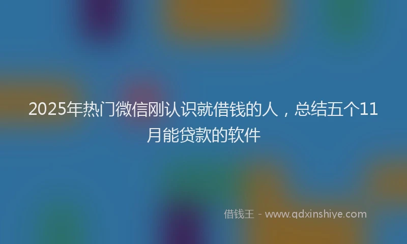 2025年热门微信刚认识就借钱的人，总结五个11月能贷款的软件