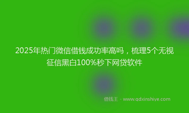 2025年热门微信借钱成功率高吗，梳理5个无视征信黑白100%秒下网贷软件
