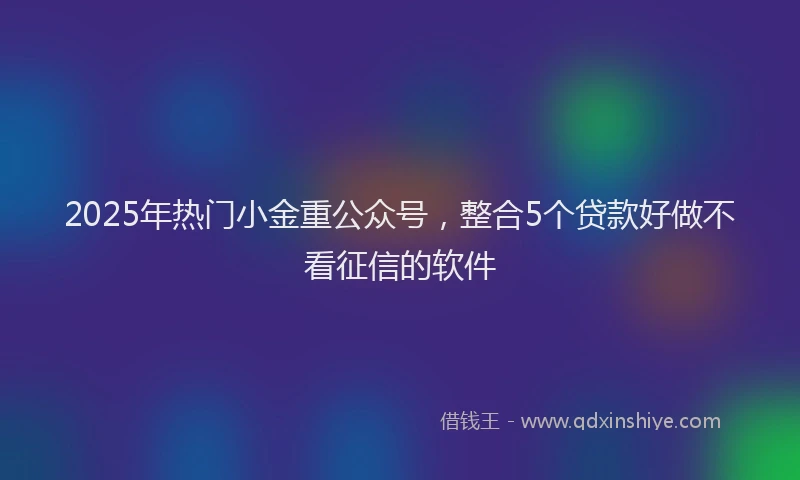 2025年热门小金重公众号，整合5个贷款好做不看征信的软件