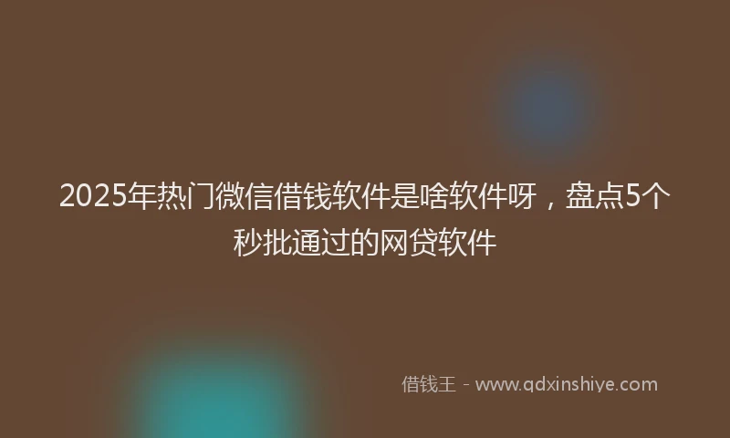 2025年热门微信借钱软件是啥软件呀，盘点5个秒批通过的网贷软件