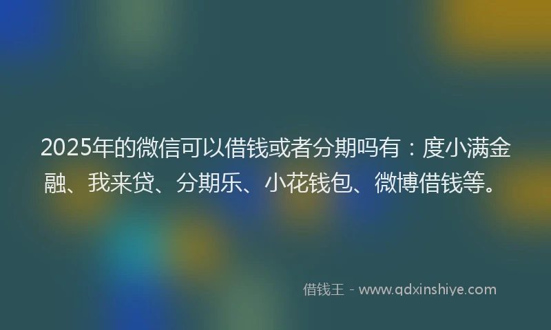 2025年的微信可以借钱或者分期吗有：度小满金融、我来贷、分期乐、小花钱包、微博借钱等。