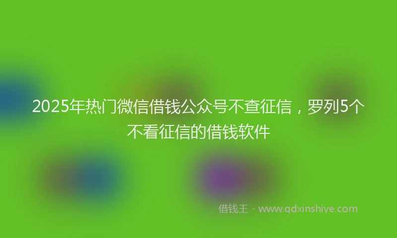 2025年热门微信借钱公众号不查征信，罗列5个不看征信的借钱软件