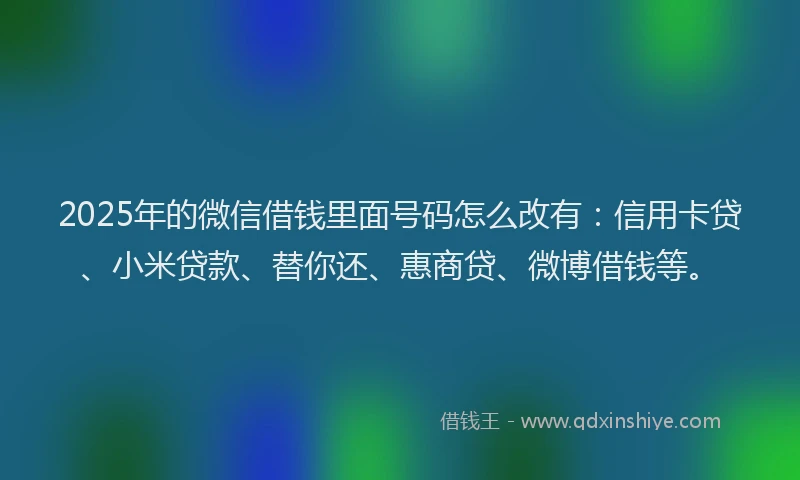 2025年的微信借钱里面号码怎么改有：信用卡贷、小米贷款、替你还、惠商贷、微博借钱等。