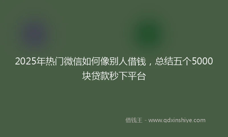 2025年热门微信如何像别人借钱，总结五个5000块贷款秒下平台