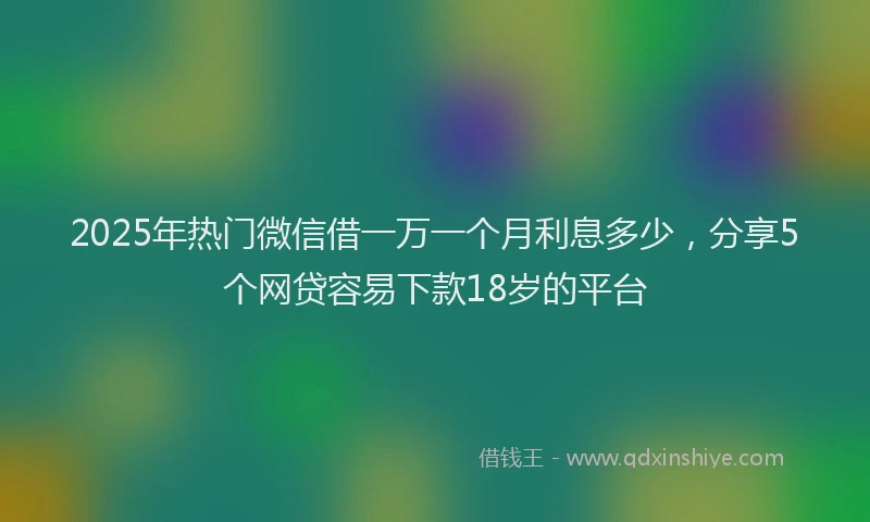 2025年热门微信借一万一个月利息多少，分享5个网贷容易下款18岁的平台