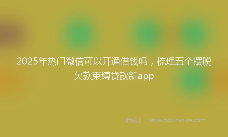 2025年热门微信可以开通借钱吗，梳理五个摆脱欠款束缚贷款新app