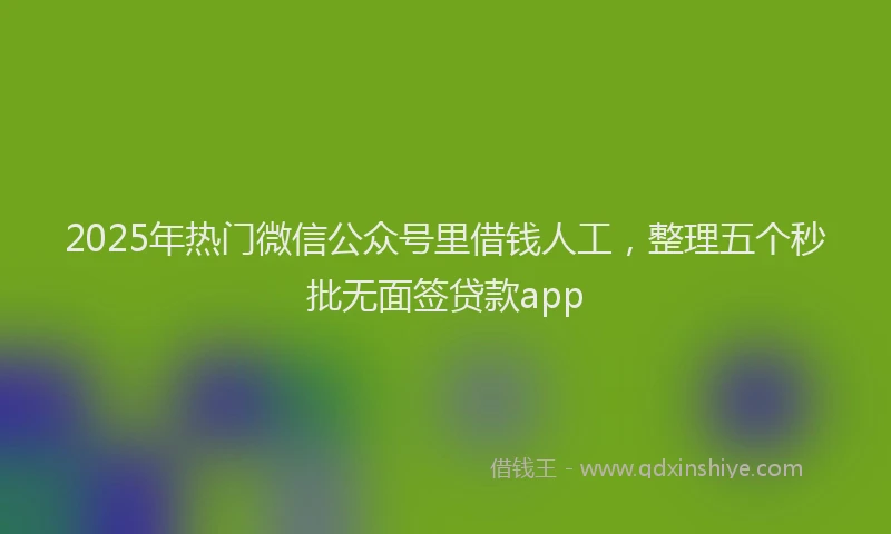 2025年热门微信公众号里借钱人工，整理五个秒批无面签贷款app